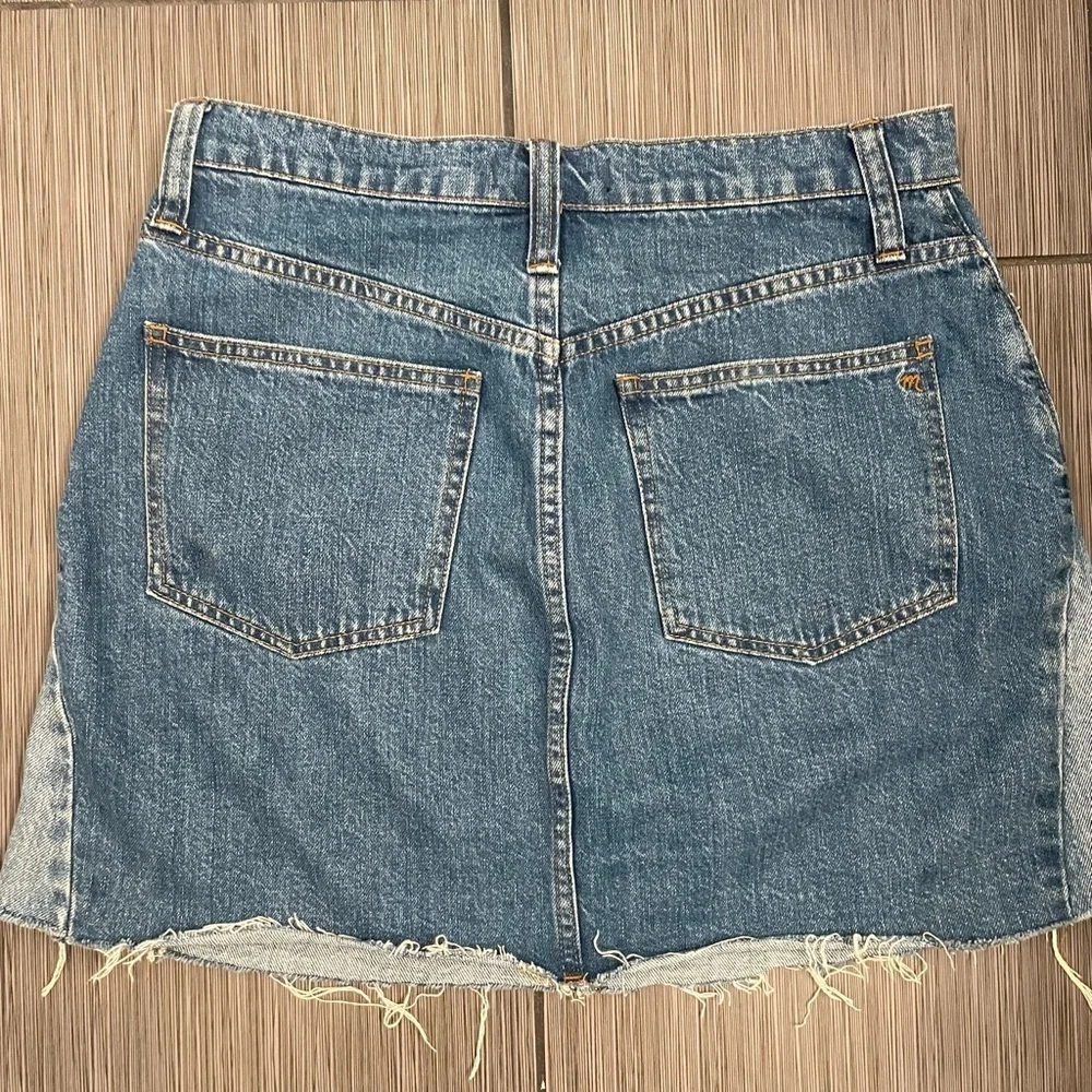 Madewell Two Tone Raw Hem Denim Mini Skirt Size 29